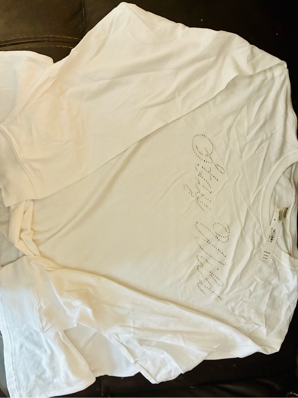 PINK Victoria's Secret White Logo Tag Tee